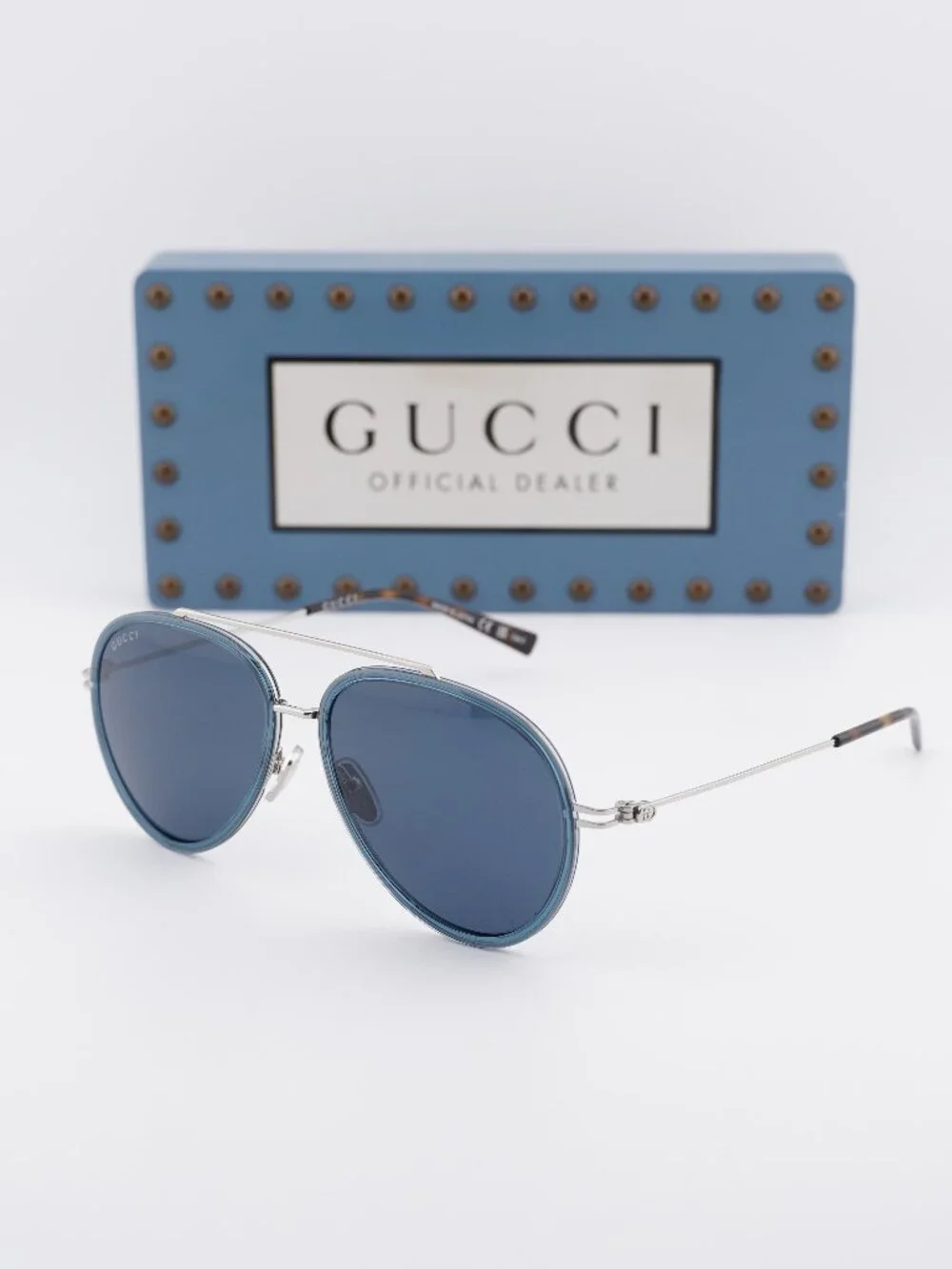 Gucci GG1981S 003 Aviator Sunglasses - Blue/Silver\ Blue